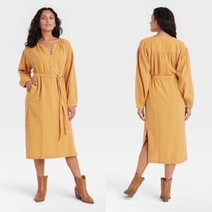 NWOT Universal Thread Mustard Long Sleeve Dress